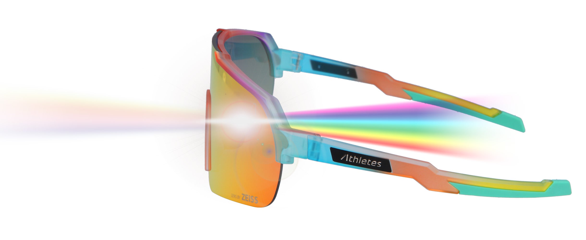 Bunte Sportsonnenbrille von Athletes Eyewear mit farbigen Reflexionen und Features